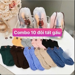 Combo 10 đôi vớ lưới ngắn hình gấu