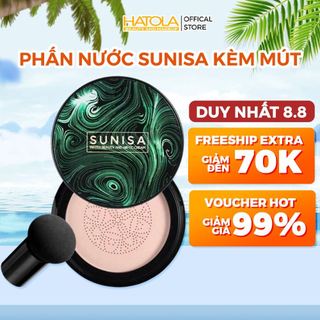 Phấn nước cushion Hatola Sunisa che khuyết điểm lớp nền mịn tự nhiên tặng kèm cọ bông tán kem nền cao cấp HATOLA
