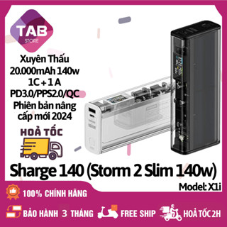 Sạc Dự Phòng Trong Suốt SHARGE/Shargeek STORM 2 Slim 20000mah 140w 130w 2 Cổng Màn LED - Bảo Hành 1T STM2E-1 X1i