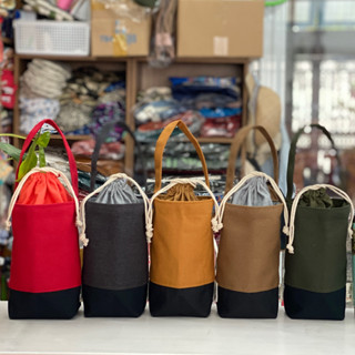 TÚI VẢI BỐ CANVAS PHỐI MÀU DÙNG ĐỰNG BÌNH NƯỚC/CỐC GIỮ NHIỆT - HÀNG TỰ MAY HANDMADE 100%