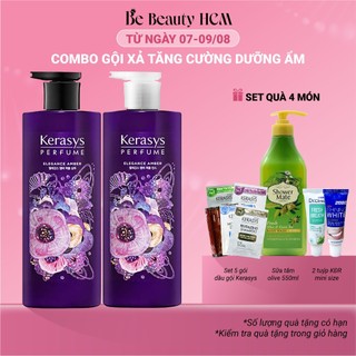 Cặp dầu gội xả nước hoa Kerasys Elegance Amber Hàn Quốc hương Violet hoa Diên Vỹ tăng cường dưỡng ẩm