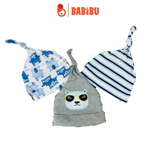 Set 3 mũ sơ sinh mom care cotton mềm mịn cho bé từ 0-12 tháng babibu