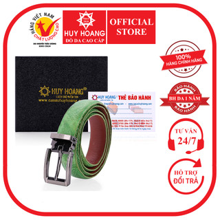 Thắt lưng nữ da đà điểu Huy Hoàng màu xanh lá HP5414