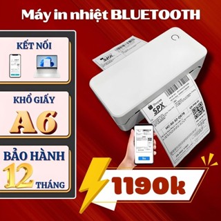 Máy in nhiệt khổ A6-A7, kết nối Bluetooth Điện Thoại & Usb Máy Tính, độ phân giải 203dpi, in đơn hàng, mã vạch, mã QR