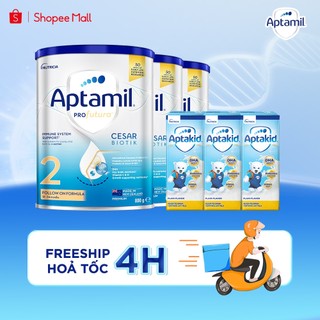 Combo 3 Sữa bột Aptamil Profutura Cesarbiotik New Zealand số 2 + 1 lốc sữa Aptakid
