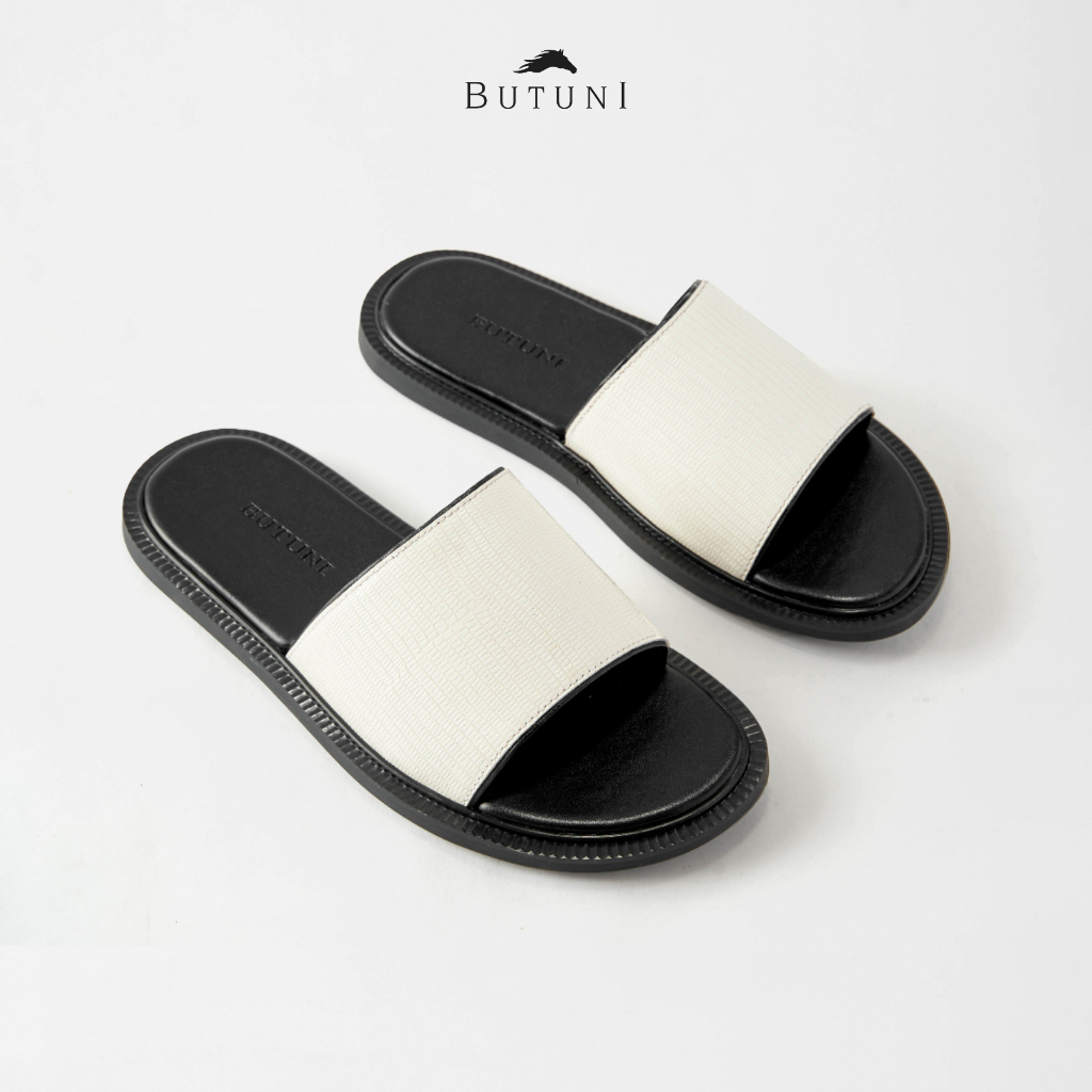 Dép Nam Dép Quai Ngang Da Bê Đế Khâu BUTUNI Napoli Single S Slippers, Dép Quai Da Cao Cấp Bảo Hành 1