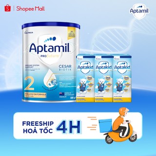 Sữa bột Aptamil Profutura Cesarbiotik New Zealand số 2 + 1 lốc sữa Aptakid