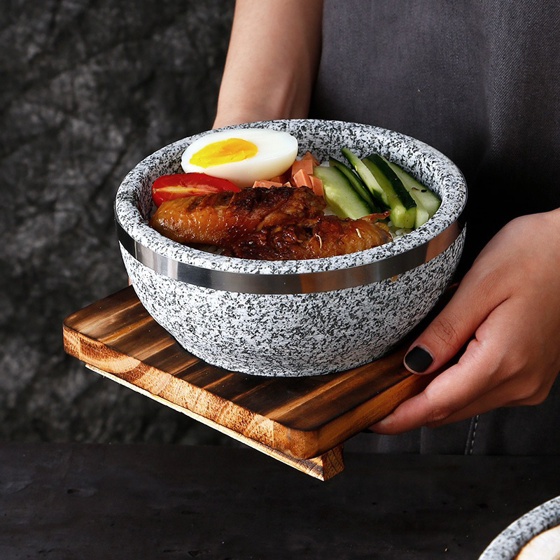 Bát đá giữ nhiệt | Thố đá - phở bát đá có kèm đế