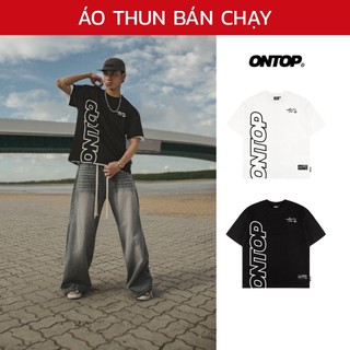 Áo thun nam cổ tròn basic ONTOP tay lỡ vải thun cotton màu đen, trắng local brand Elongation Tee | O19-T9 &  O-T9