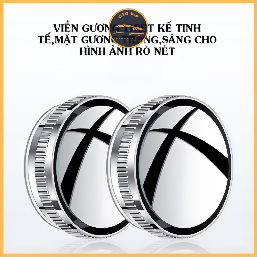 Bộ gương cầu lồi sử dụng ĐẾ HÚT gắn kính ô tô xoay 360 dộ xóa điểm mù không để lại vết keo khó tẩy