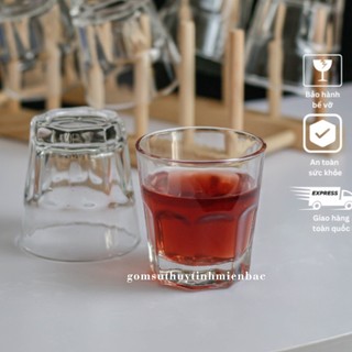 Bộ 6 cốc thủy tinh 8 góc nhỏ uống trà đá, cafe dung tích 150ml