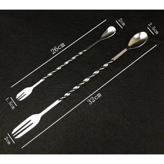 Thìa bar pha chế Bar Spoon 32cm hoặc 26cm chất liệu inox siêu bền