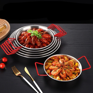 Chảo inox Hàn Quốc quai đỏ trưng bày đồ ăn cao cấp/ hàng chất lượng cao