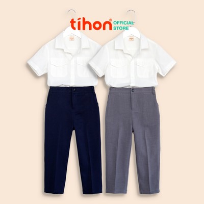 Bộ áo sơ mi trắng quần âu bé trai TIHON phong cách lịch lãm thoáng mát QD0750786, ASM0750806