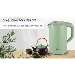 [Có hỏa tốc TPHCM ] Bình đun siêu tốc inox 304 1.8L COMET - CM8218