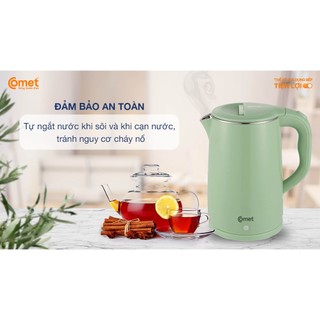 [Có hỏa tốc TPHCM ] Bình đun siêu tốc inox 304 1.8L COMET - CM8218