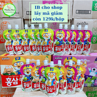 [Date T6-T11/2025] Nước hồng sâm trái cây Paldo Pororo Hàn Quốc 100ml vị Nho/Táo/Cam cho bé từ 2 tuổi