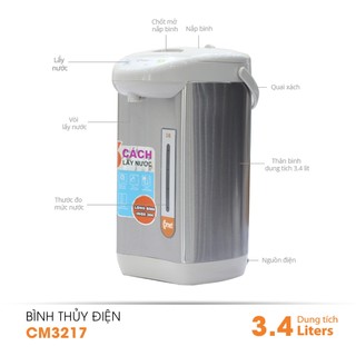 [Có hỏa tốc TPHCM ] Bình thủy điện 3.4L COMET - CM3217