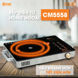  Bếp hồng ngoại nút cảm ứng COMET 2000W 2 vòng nhiệt mặt kính chịu nhiệt lực chống trầy xước-CM5558 