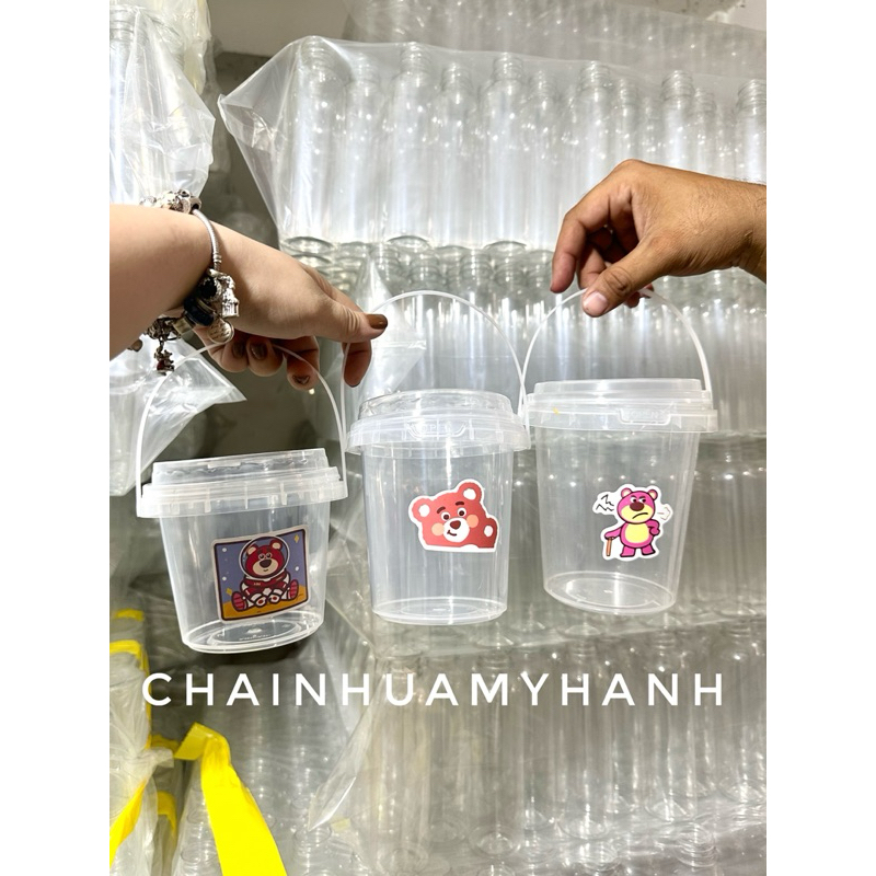  SỈ 50 Xô Nhựa Trong Có Quai Xách Đựng Trà Sữa Trà Trái Cây Chè  700ml  