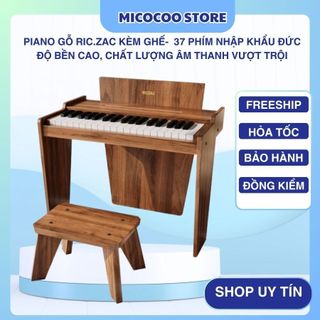 Piano gỗ Ric.zac kèm ghế ngồi, Đàn piano điện 37 phím nhập khẩu Đức độ bền cao, chất lượng âm thanh vượt trội