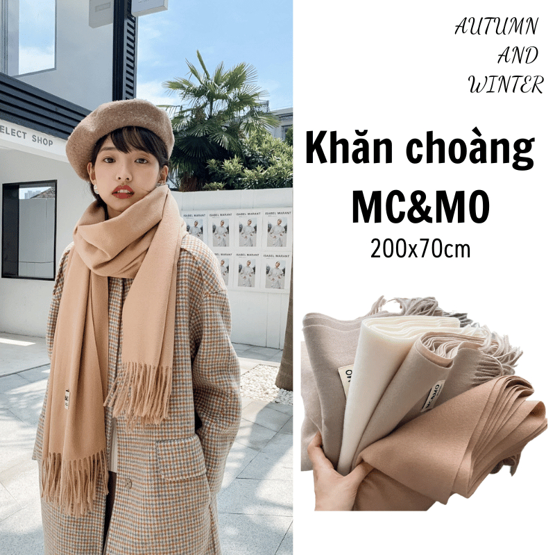 [HÀNG CÓ SẴN] Khăn quàng cổ len dạ MC&MO nam nữ unisex 70x200cm, Khăn cashmere mềm mịn màu vintage phong cách Hàn Quốc
