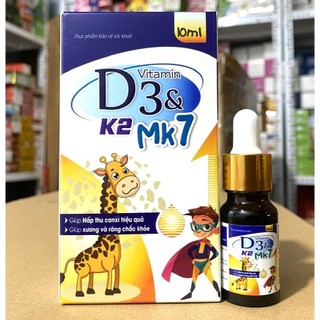 Vitamin D3 & K2 Mk7 giúp hấp thụ canxi hiệu quả, giúp xương và răng chắc khỏe hộp 10ml