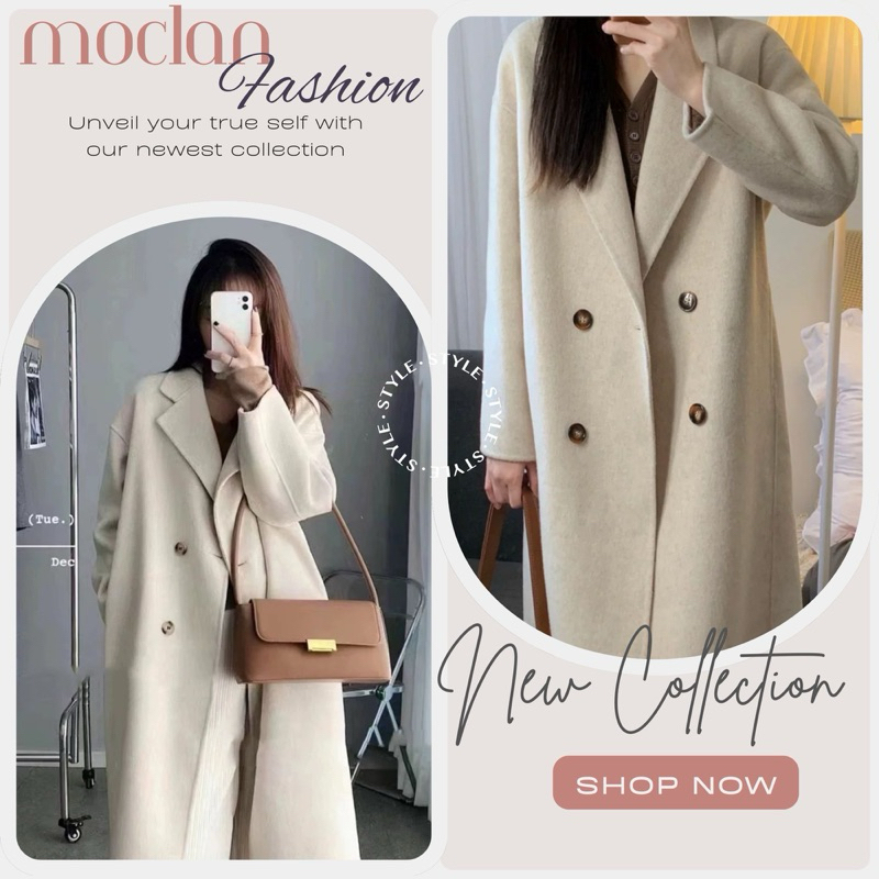 (moclanclothing -order) áo dạ dáng dài có Trần bông chất dày dặn