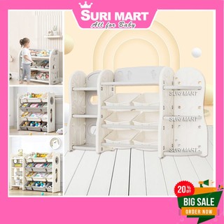Kệ để đồ chơi Newber gấu cao cấp - Kệ đồ chơi cho bé đa năng kết hợp kệ sách cho bé