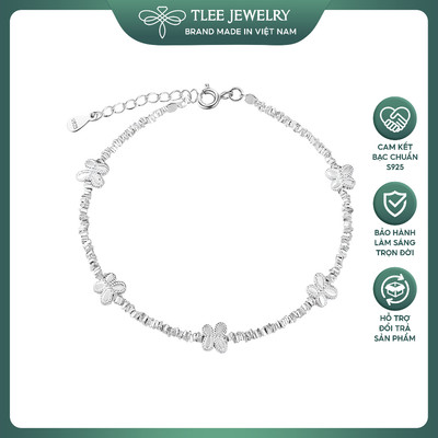 Lắc tay bạc nữ TLEE hạt bạc vỡ mix charm hồ điệp phồng xinh xắn TLEEJEWELRY LT0215