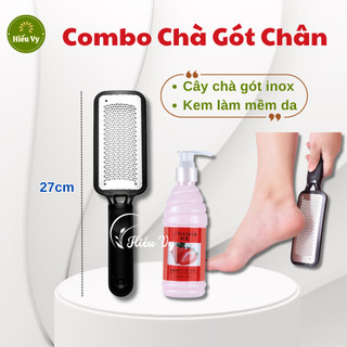 Cây Chà Gót Chân inox + Kem Làm Mềm Da Chân Cho Tiệm Nail & Cá Nhân, Bàn Chà Gót Chân Bị Nứt Tẩy Tế Bào Chết