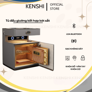 Tủ Đầu Giường Tab Đầu Giường Thông Minh kết hợp Két Sắt Vân Tay-khóa số, Loa Bluetooth, sạc không dây,KT:R40*S45*C58CM*