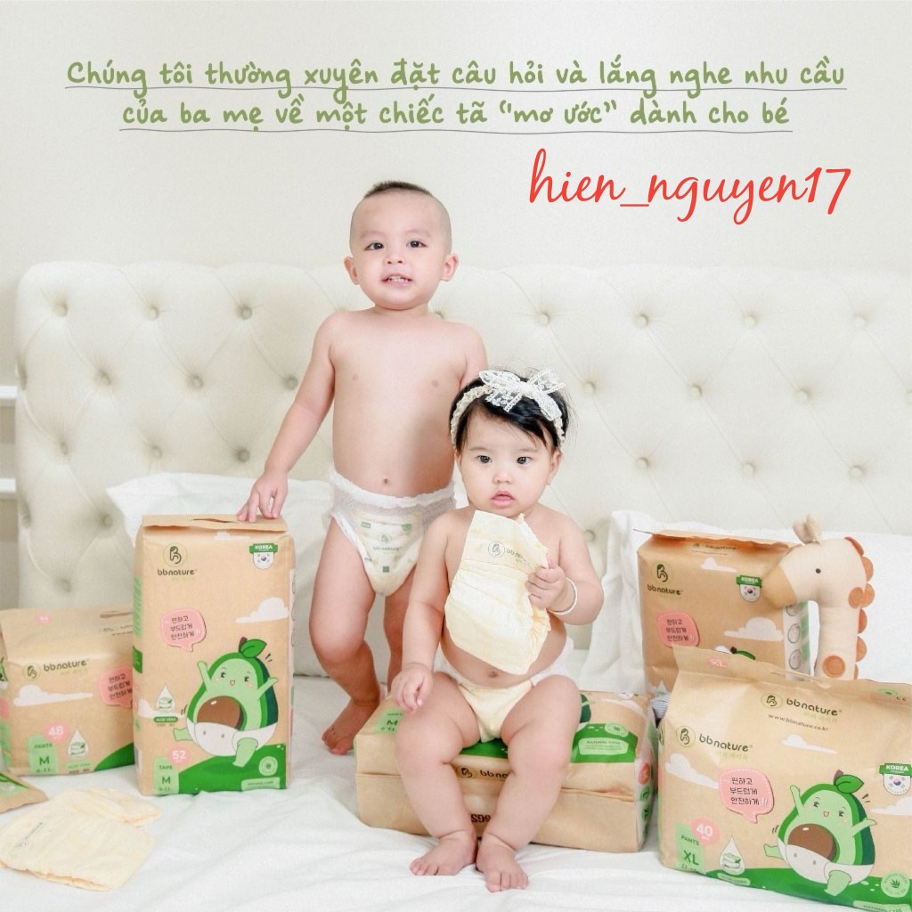 [MUA 4 TẶNG 1] Tã/Bỉm BB NATURE NỘI ĐỊA HÀN QUỐC Đú Size NB60/S56/M52/M48/L44/XL40/XXL38