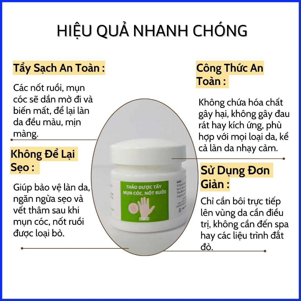 Kem Thảo Dược Tẩy Mụn Cóc - Mụn Thịt - Mụn Cơm - Nốt Ruồi 10g