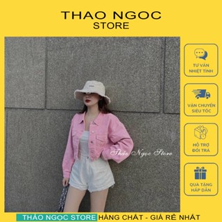 Áo khoác jean nữ croptop 2 túi nắp tay dài hàng chuẩn! (có sẵn, hình thật) THẢO NGỌC STORE