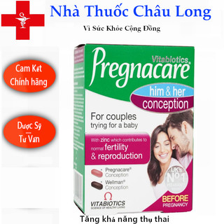 Viên uống tăng khả năng thụ thai Pregnacare Him & Her 60v - giúp tăng khả năng thụ thai cho cả nam và nữ - NT Châu Long