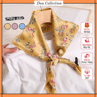 [NowShip2h] Khăn Lụa Vuông (Khăn Turban) Họa Tiết Hoa Sang Trọng Cao Cấp - Chất Liệu Chiffon - 70x70cm - Mã KL046