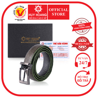 Thắt lưng nữ da đà điểu Huy Hoàng trơn màu xanh rêu HP5419