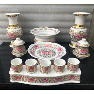  Bộ thờ cúng 2018 lư hương bát nhang bình hoa ống đựng nhang đĩa áng chung ly hũ gạo trà đèn dầu 