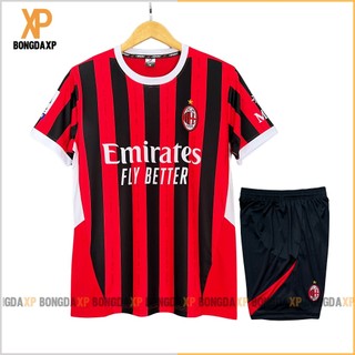 Áo Đá Bóng Ac Milan Đỏ 2024, Đồ Đá Banh Vải Thun Lạnh Cao Cấp