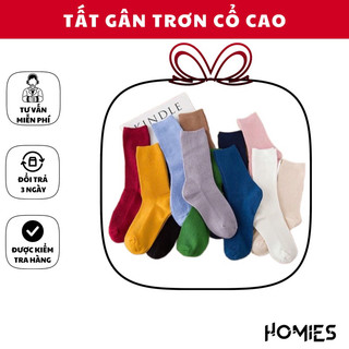 Tất vớ cổ cao xịn HOMIES gân trơn phong cách vintage
