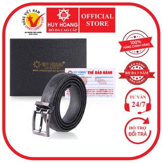Thắt lưng nữ da đà điểu Huy Hoàng da hột màu đen HP5421