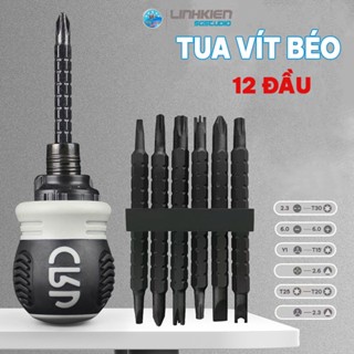 Tua Vít Béo 12 Đầu Trợ Lực Đa Năng Có Nam Châm Vít Đảo Chiều Nhỏ Gọn Linh Hoạt
