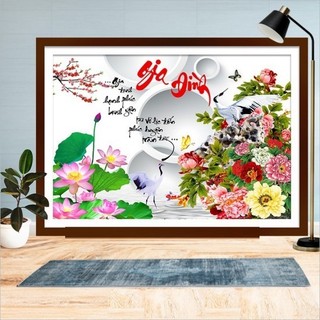 Tranh đính đá gia đình 90x65cm , chưa đính và chưa khung