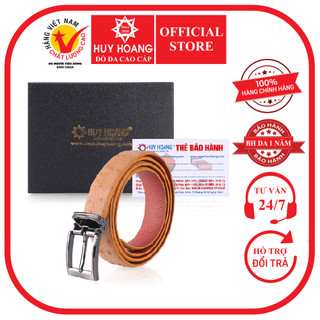 Thắt lưng nữ da đà điểu Huy Hoàng da hột màu vàng bò HP5423