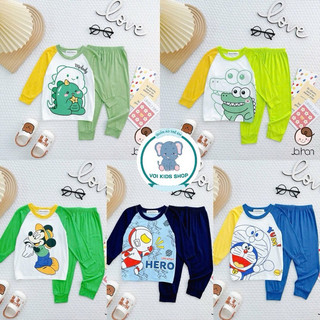 Bộ tay dài Minwoo Baby size 9-26kg cao 78-120cm vải thun lạnh in hình dễ thương cho bé trai bé gái mặc ở nhà, đi học