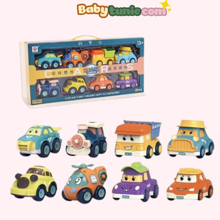 Bộ đồ chơi set 8 xe ô tô poli chạy đà, xe ô tô đồ chơi hoạt hình cho bé, dễ thương