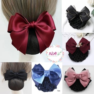 Kẹp búi tóc lưới hình nơ, cặp tóc công sở nhiều màu kèm lưới lớn nhỏ, chụp búi tóc nữ PK198