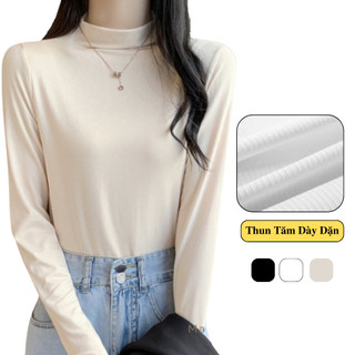 Áo Giữ Nhiệt MADELA cổ cao dài tay co giãn, áo thun giữ nhiệt cổ lọ ôm dáng