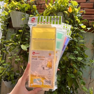 Vỉ làm đá bằng nhựa cao cấp - Khay làm đá, làm rau câu có 5 ngăn lớn – Khay đá bia HPL08